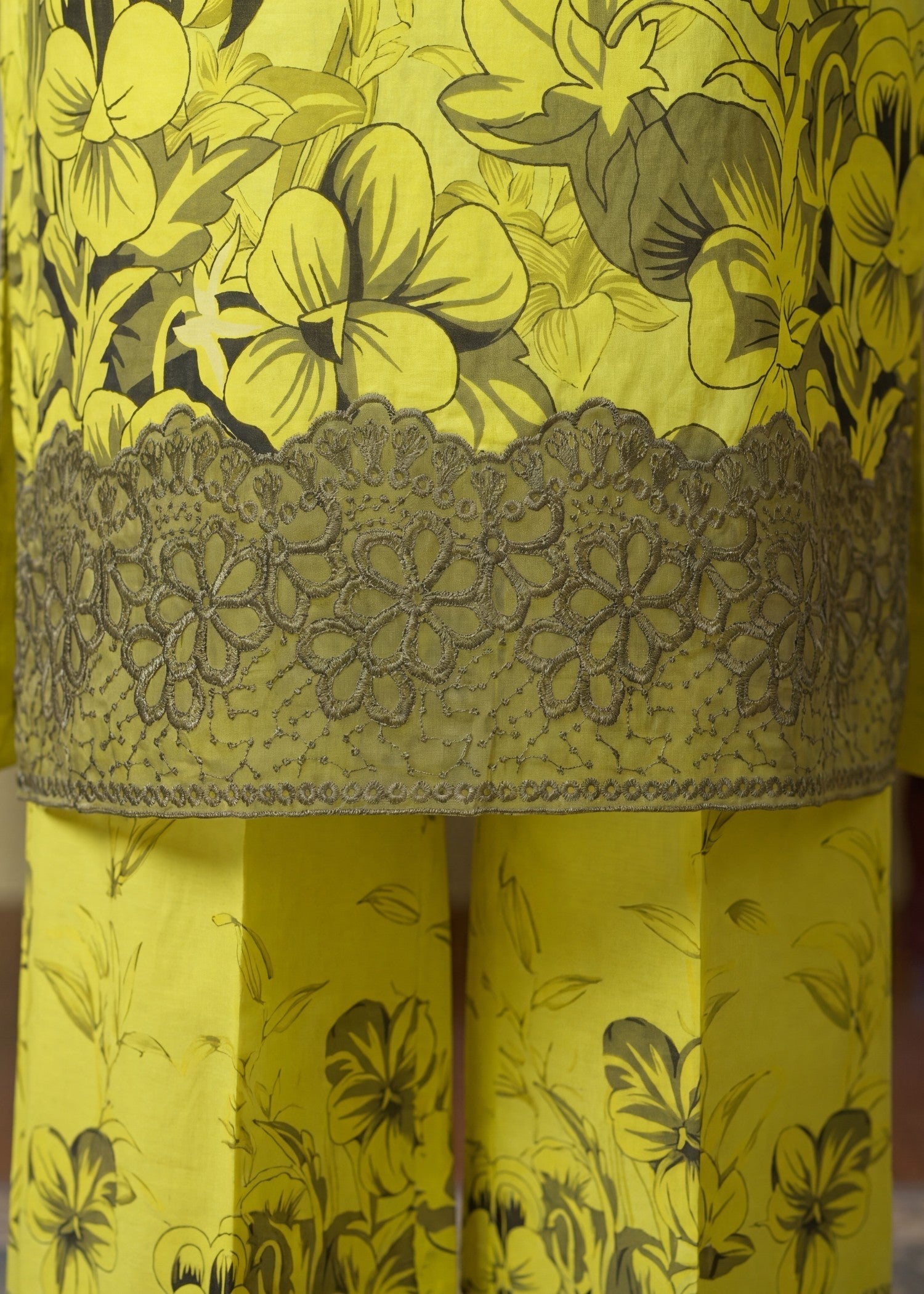 Lemon Lawn Embellished 3 Piece Suit Online in Sri Lanka India Australia