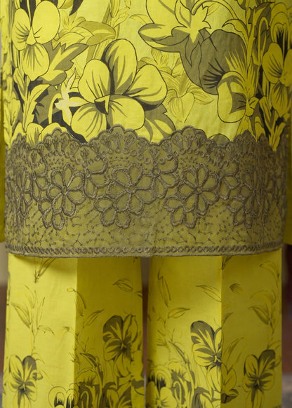 Lemon Lawn Embellished 3 Piece Suit Online in Sri Lanka India Australia
