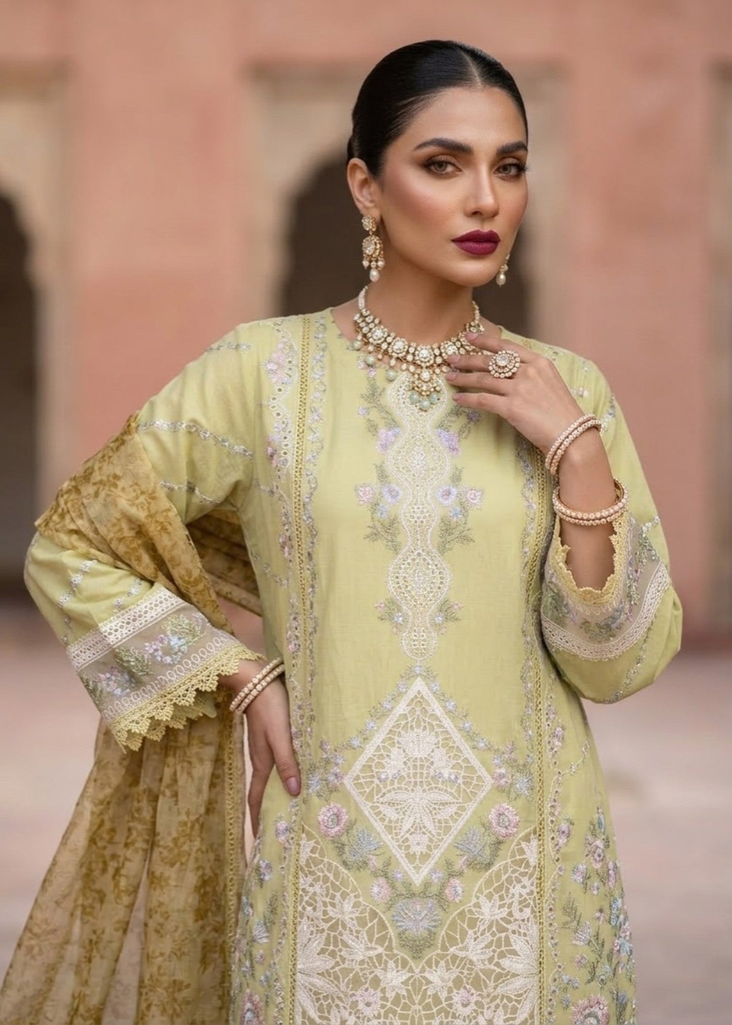 Lemon Lawn Pakistani Festive Suit Online in Dubai DXB UAE Abudhabi Meena Bazaar