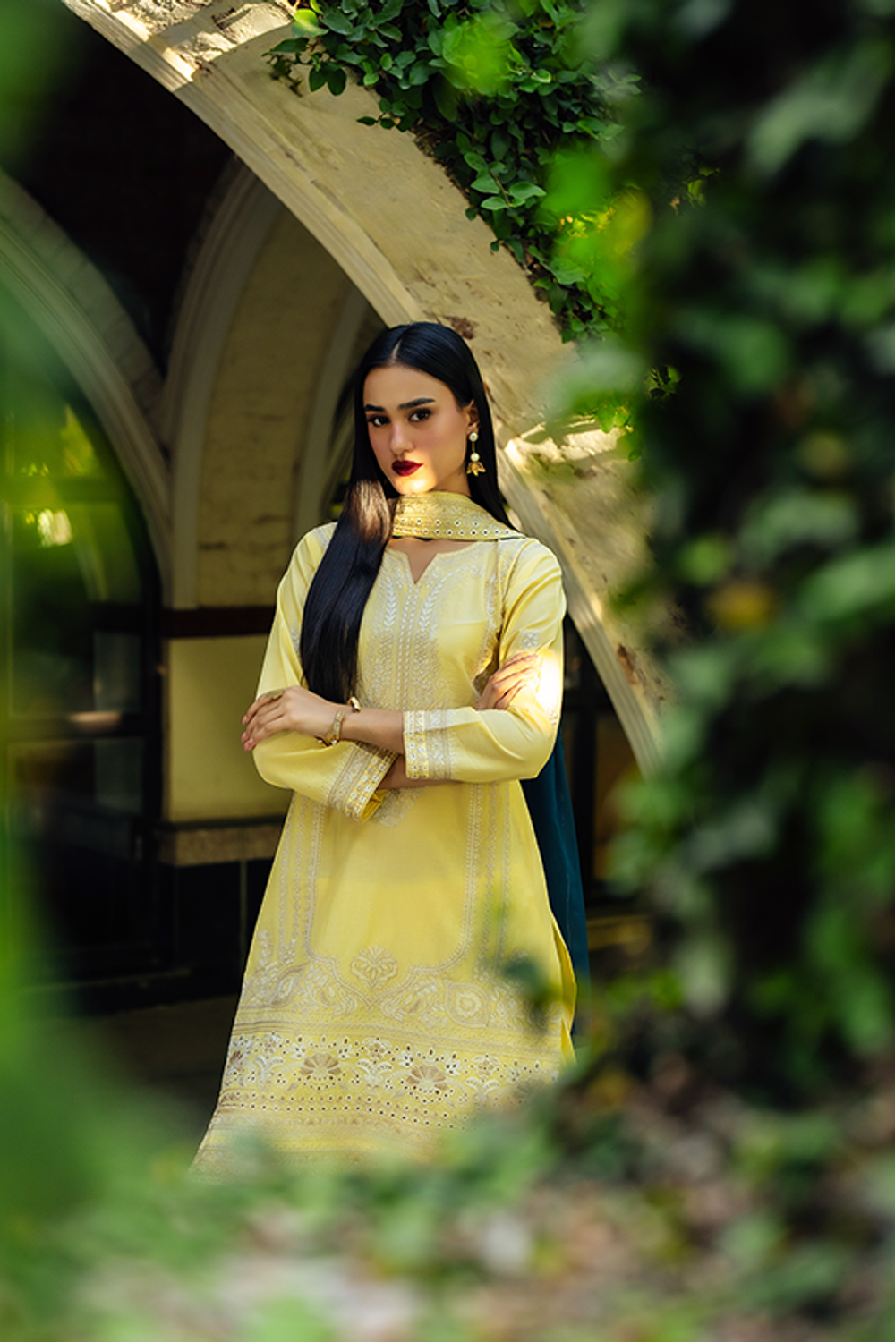 Lemon Lawn Straight Cut Kurta Suit Online in Dubai UAE Abudhabi Ajman Sharjah