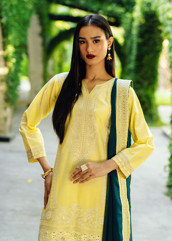 Lemon Lawn Three Piece Suit Online in Sri Lanka India Australia