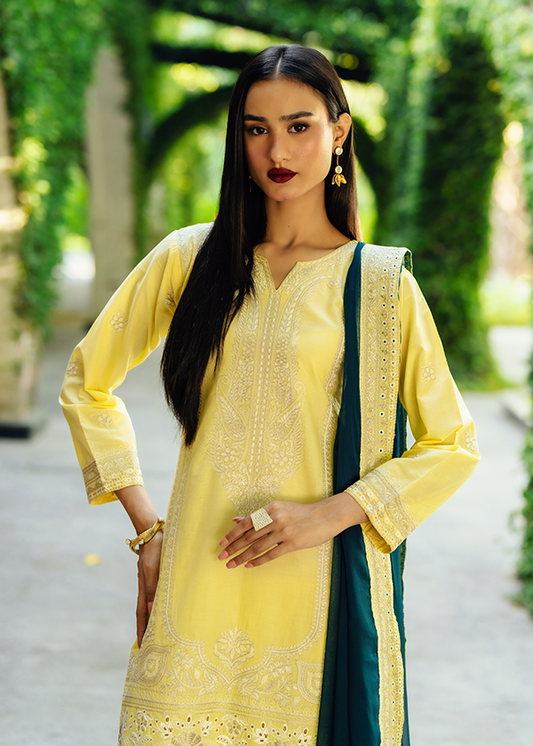 Lemon Lawn Three Piece Suit Online in Sri Lanka India Australia