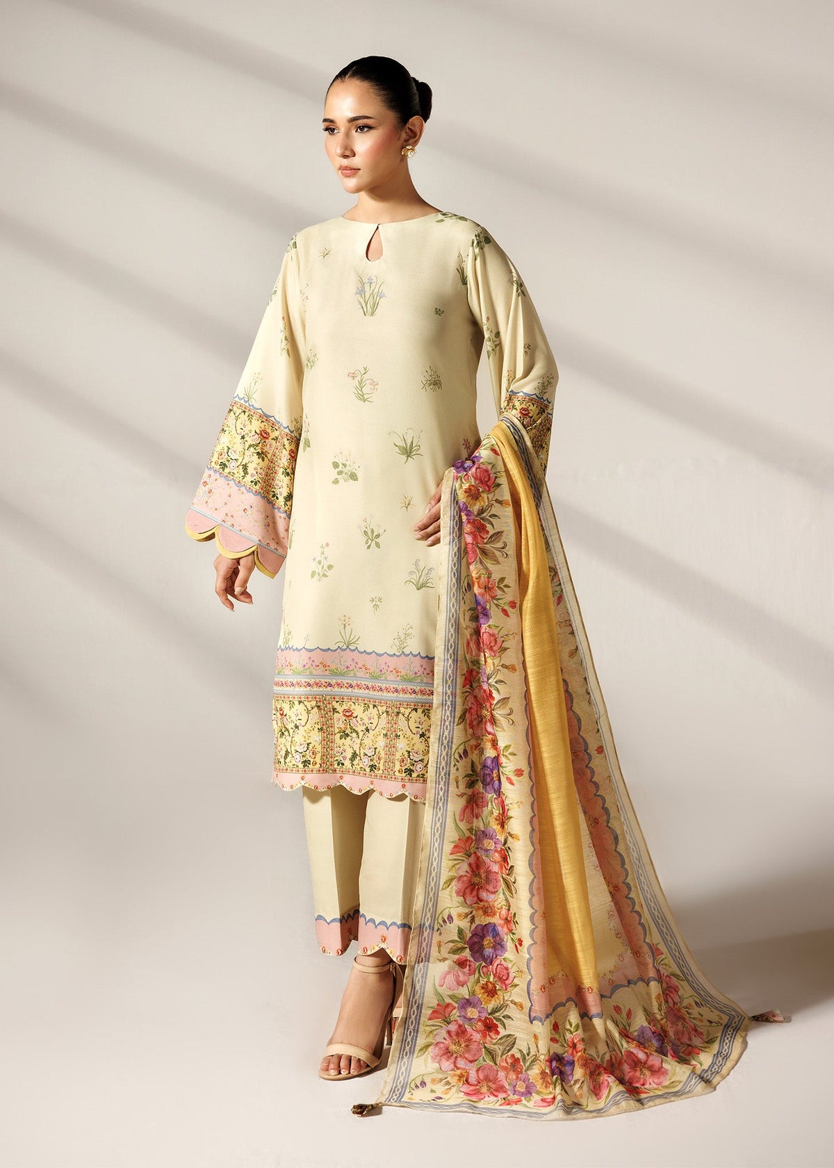 Lemon Silk Lawn 3 Piece Stitched Suit Online in Sri Lanka India Australia
