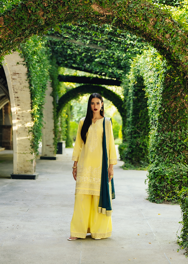 Lemon Teal Dupatta Festive Party Wear Suit Online in UK USA Canada