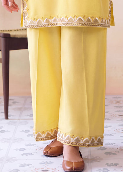 Lemonade Embroidered Dhanak Kurta Set Online in Dubai UAE Abudhabi Ajman Sharjah