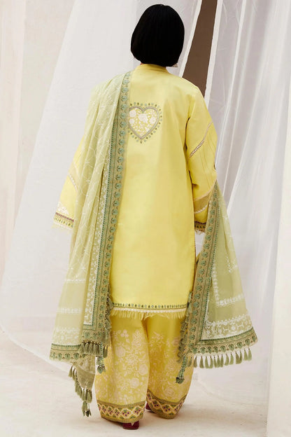 Lemon Embroidered Lawn Suit with Chiffon Dupatta