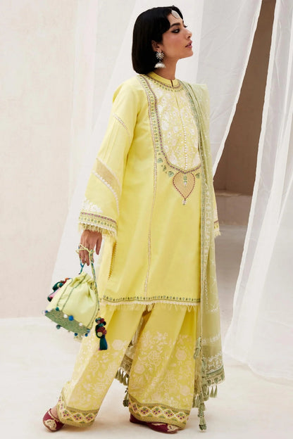 Lemon Embroidered Lawn Suit with Chiffon Dupatta