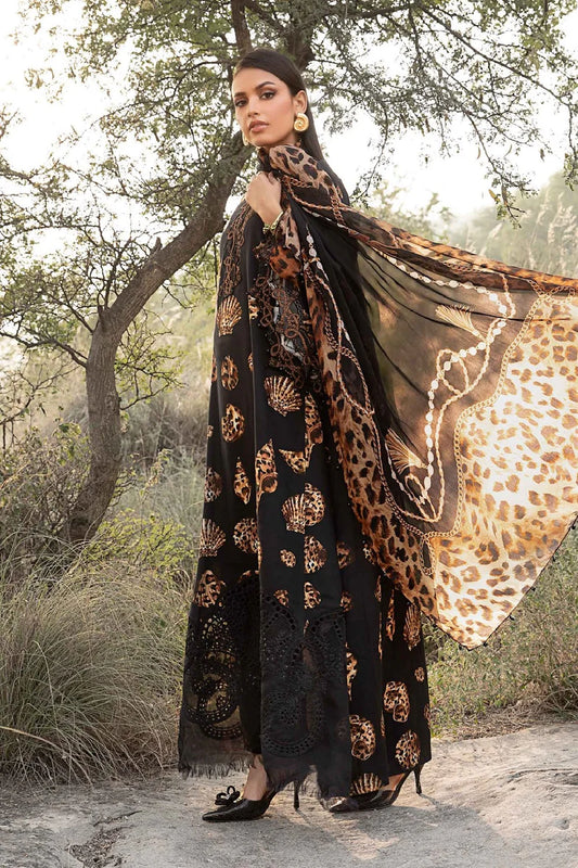 Leopard Printed Pure Lawn Suit with Chiffon Dupatta