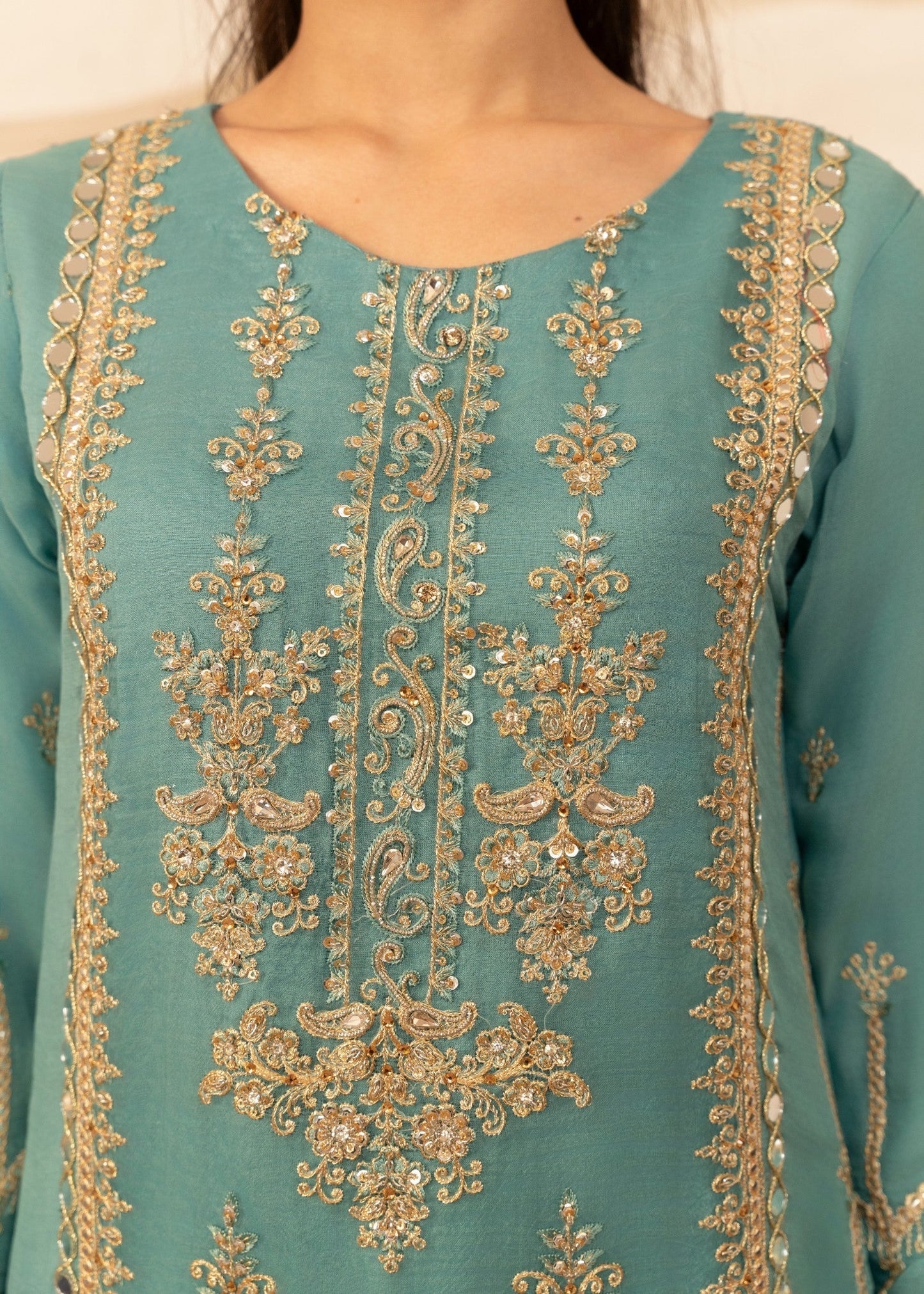 Light Blue Embroidered Georgette Chiffon Ladies Suit Online in Dubai UAE Abudhabi Ajman Sharjah