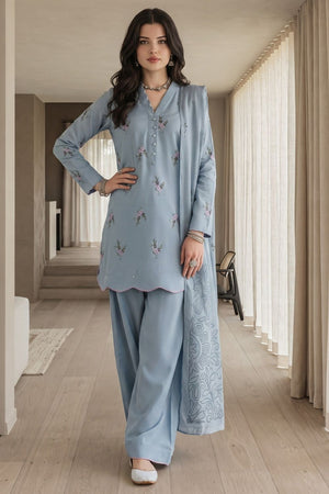 Light Blue Embroidered Lawn Cotton Farshi Shalwar Online in Dubai UAE Abudhabi Ajman Sharjah