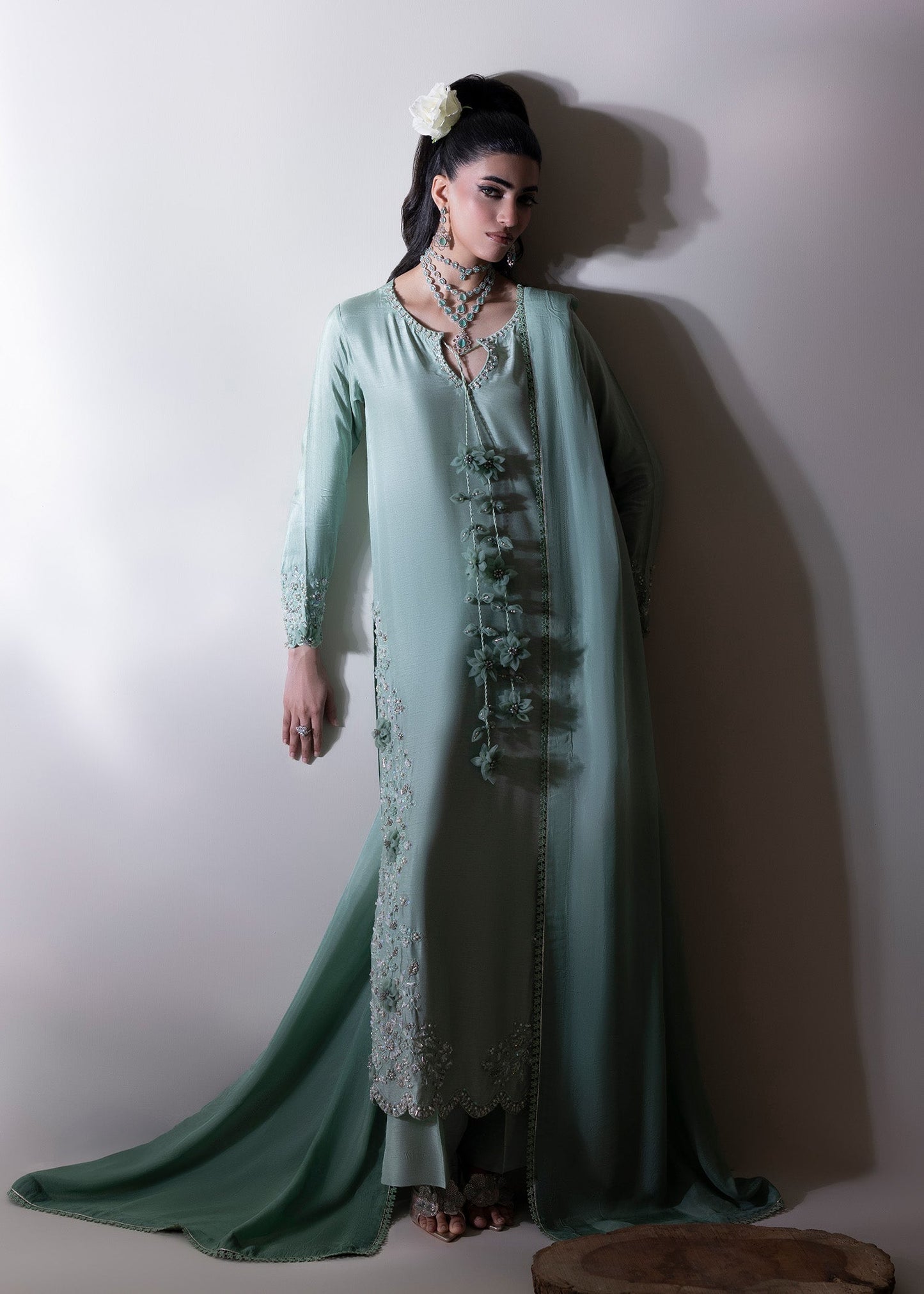 Light Blue Embroidered Raw Silk Salwar Kameez with Dupatta Online in Sri Lanka India Australia