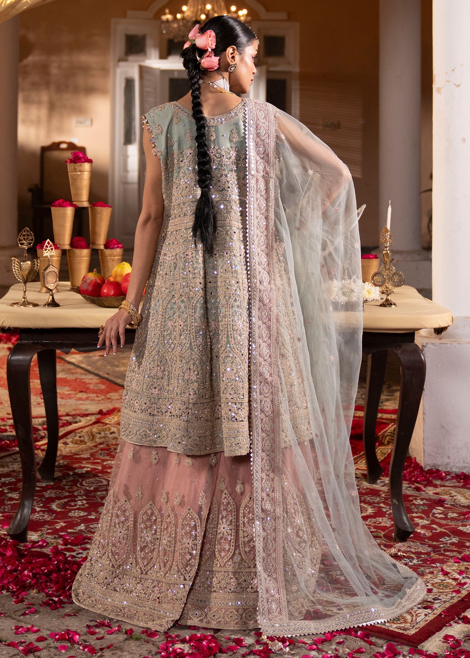 Light Blue Net Sharara Party Wear Online in Sri Lanka India Australia