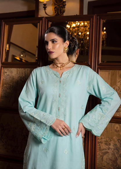 Light Cyan Embroidered 3 Piece Suit Online in Dubai DXB UAE Abudhabi Meena Bazaar