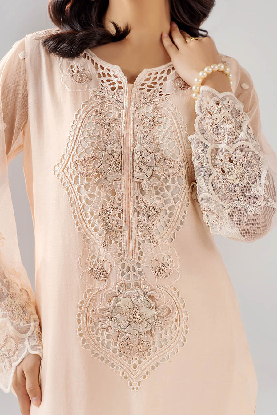Light Grey Cotton Suit with Elastic Waistband Online in Dubai DXB UAE Abudhabi Meena Bazaar