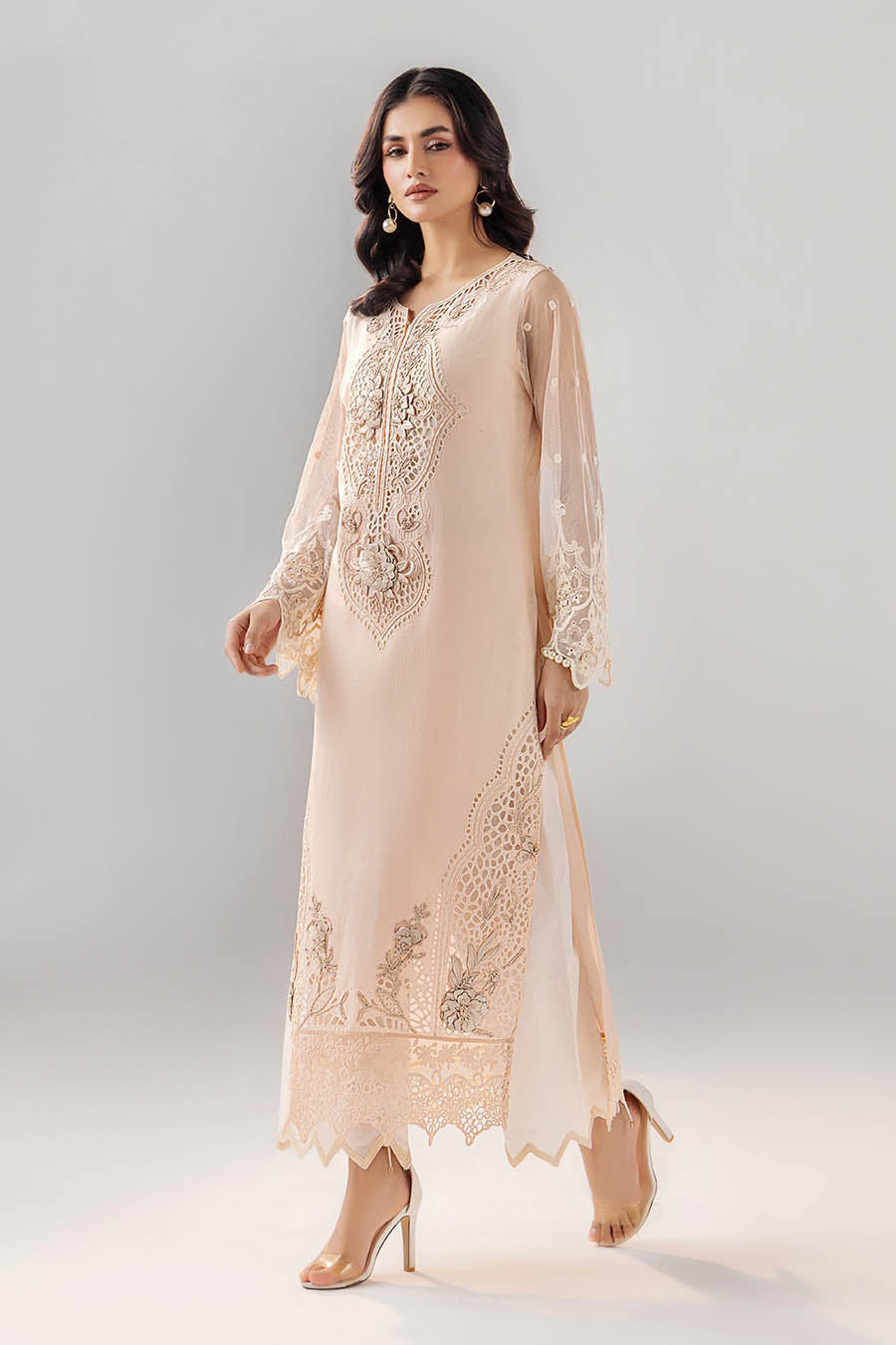 Light Grey Designer Suit with Net Dupatta Online in Sri Lanka India Australia
