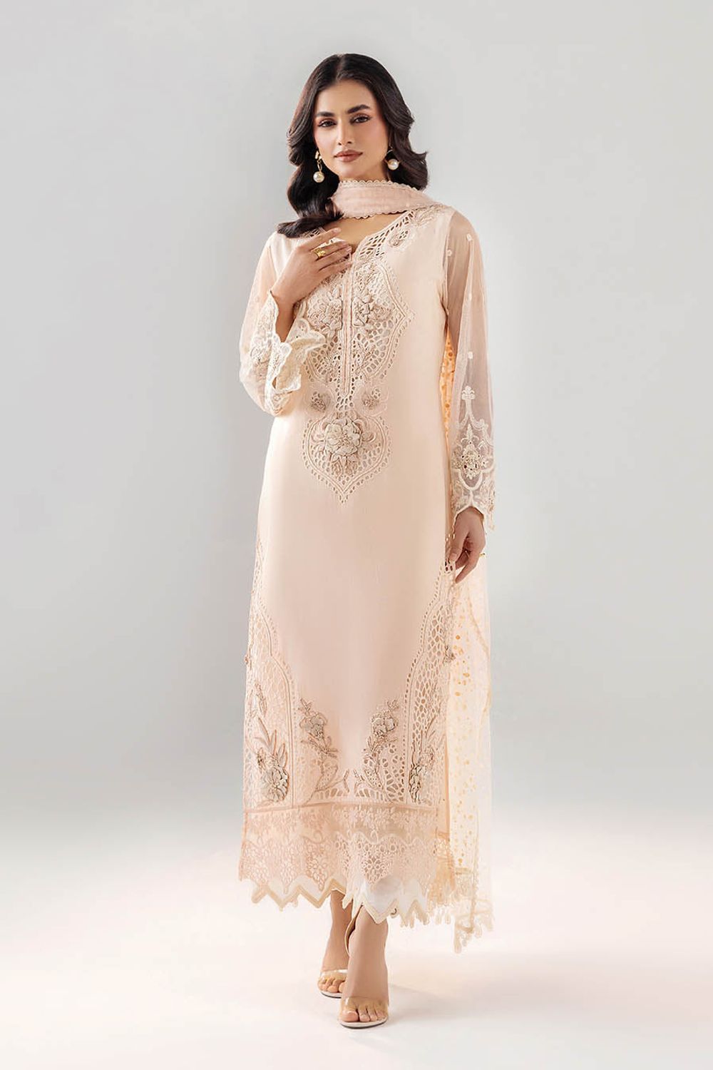 Light Grey Pure Cotton Designer Suit Online in Dubai UAE Abudhabi Ajman Sharjah