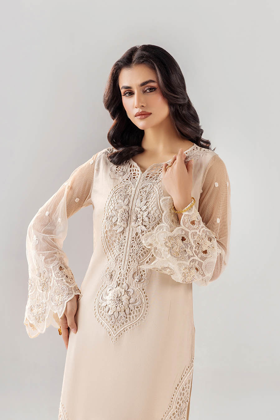Light Grey Suit with Embellished Dupatta Online in UK USA Canada