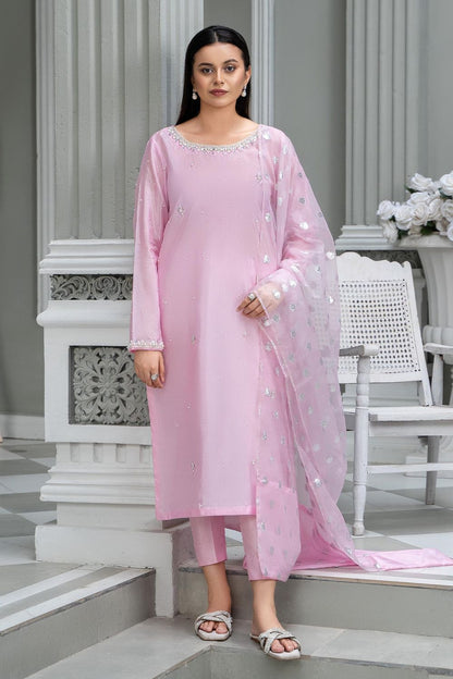 Light Pink Adda Work Kattan Silk Salwar Kameez Online in Dubai UAE Abudhabi Ajman Sharjah