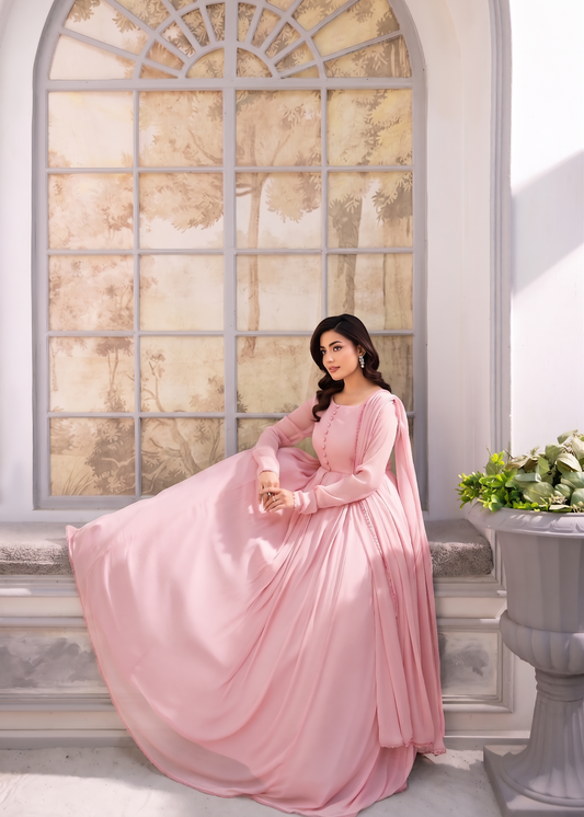 Light Pink Chiffon Dupatta Set Online in Dubai DXB UAE Abudhabi Meena Bazaar