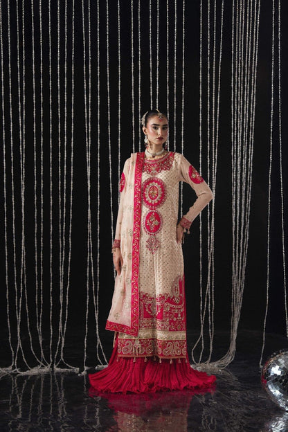 Light Pink Embroidered Chiffon Sharara Suit Online in Dubai UAE Abudhabi Ajman Sharjah