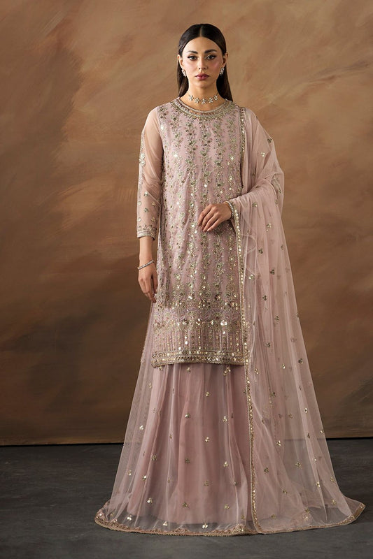 Light Pink Embroidered Net Festive Suit Online in Dubai UAE Abudhabi Ajman Sharjah