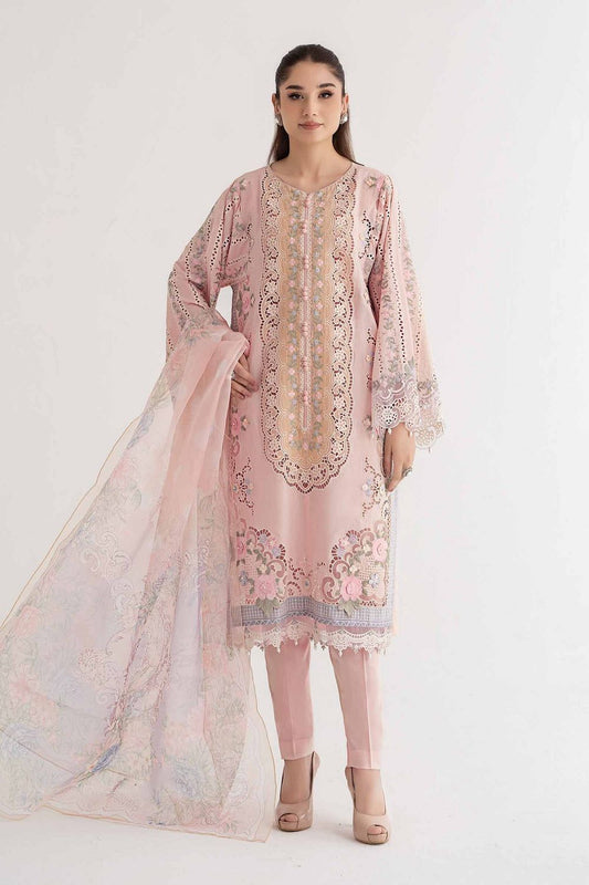 Light Pink Floral Embroidered Lawn Pakistani Suit Online in Dubai UAE Abudhabi Ajman Sharjah