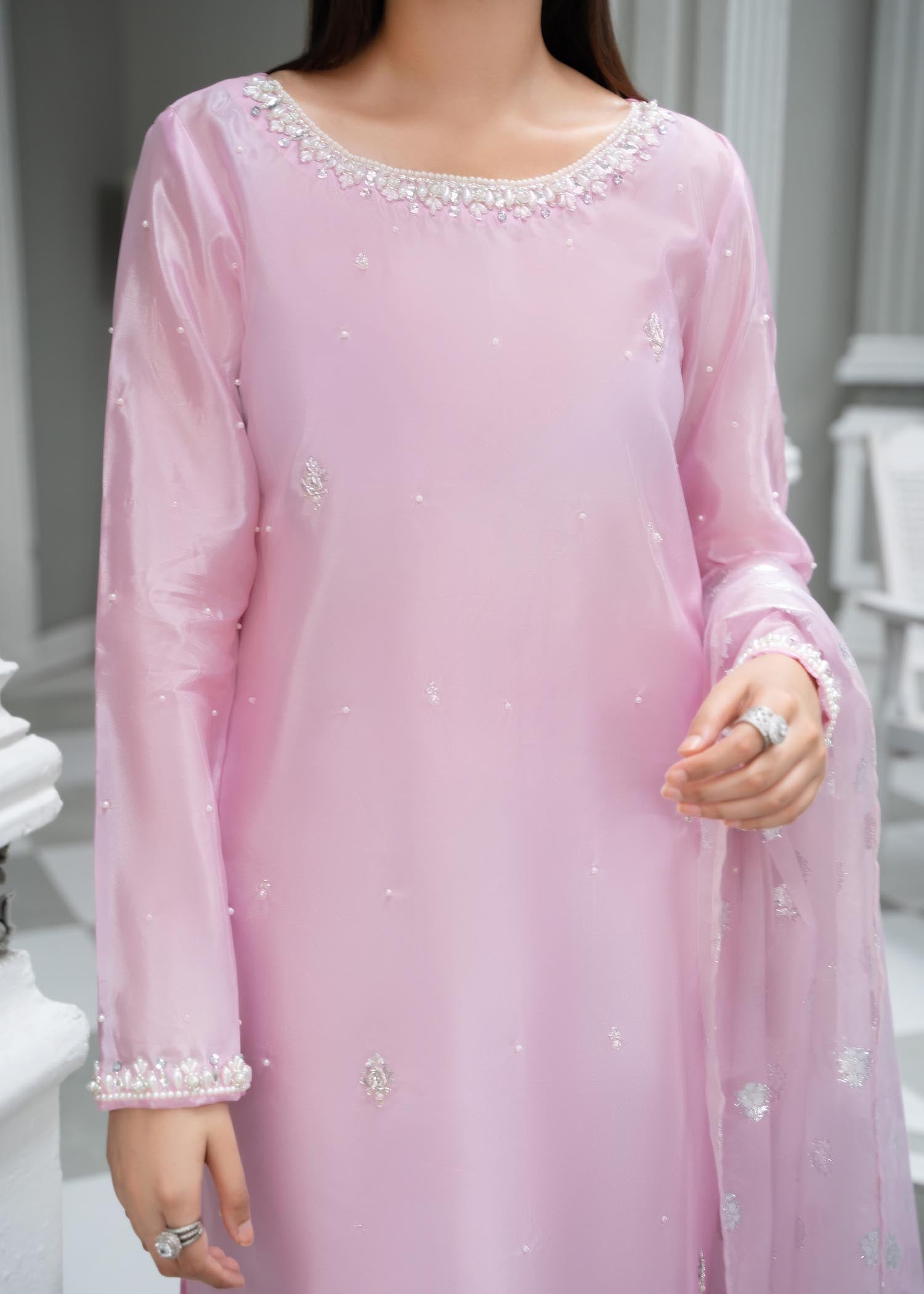 Light Pink Kattan Silk Partywear Salwar Suit Online in Dubai UAE Abudhabi Ajman Sharjah