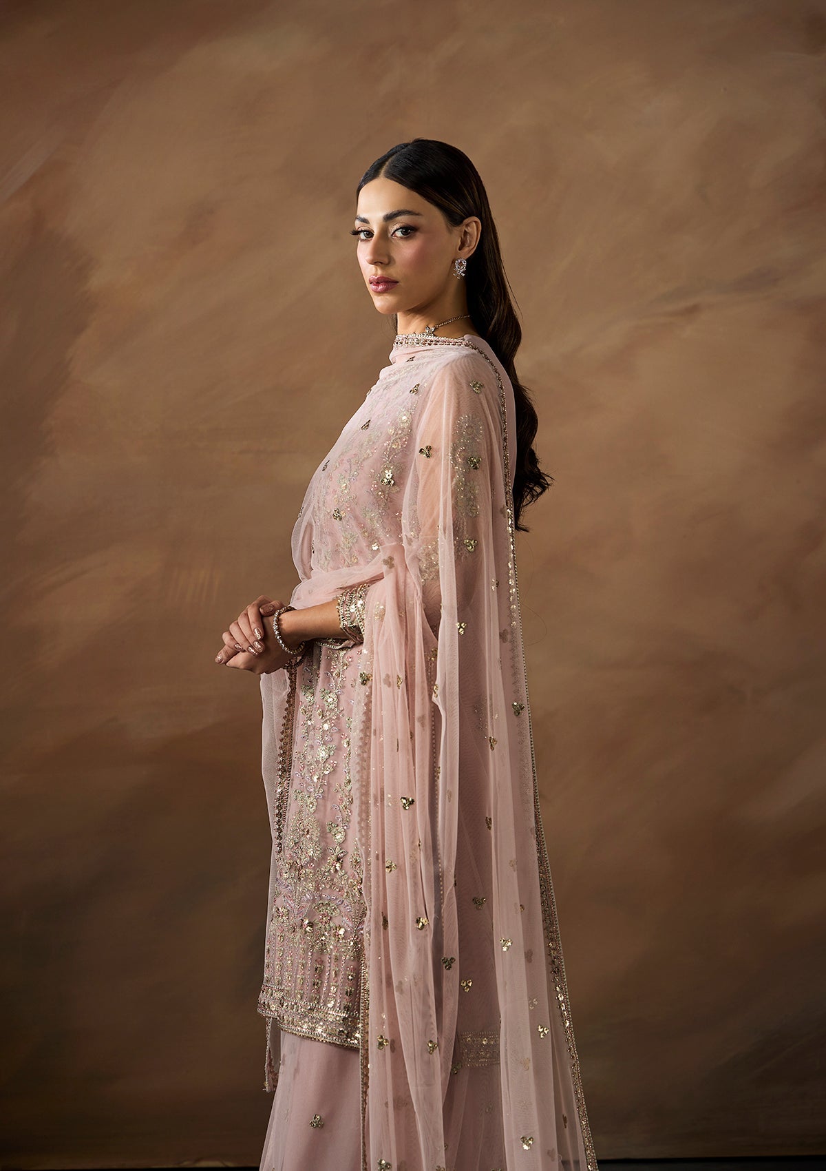 Light Pink Party Wear Net Suit Online in Dubai DXB UAE Abudhabi Meena Bazaar