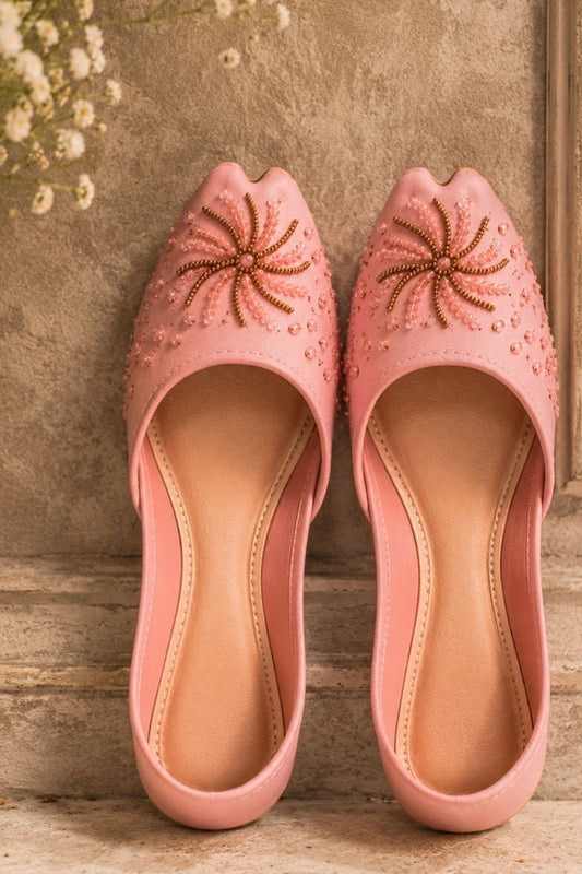 Light Pink Silk Khussa for Women Online in Dubai UAE Abudhabi Ajman Sharjah