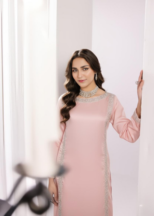 Light Pink Silk Kurta with Plazzo Online in Dubai DXB UAE Abudhabi Meena Bazaar