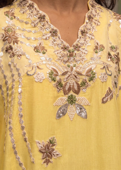 Light Yellow Embroidered Kaftan Ladies Salwar Kameez Online in Dubai DXB UAE Abudhabi Meena Bazaar