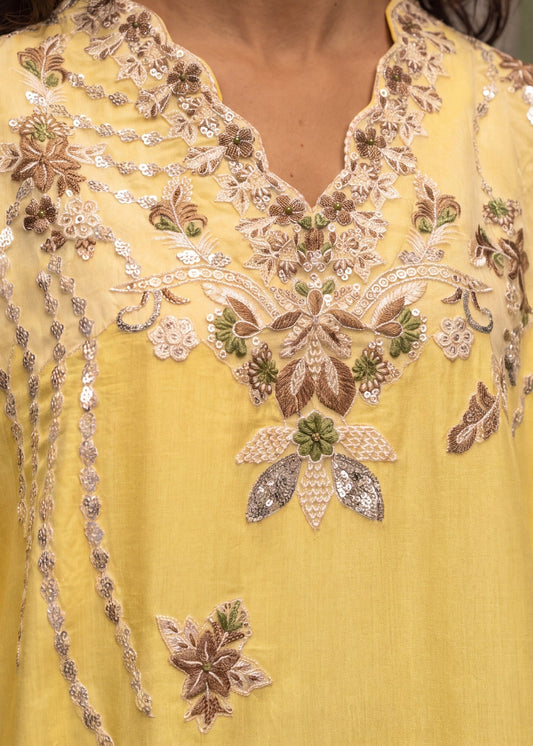 Light Yellow Embroidered Kaftan Ladies Salwar Kameez Online in Dubai DXB UAE Abudhabi Meena Bazaar