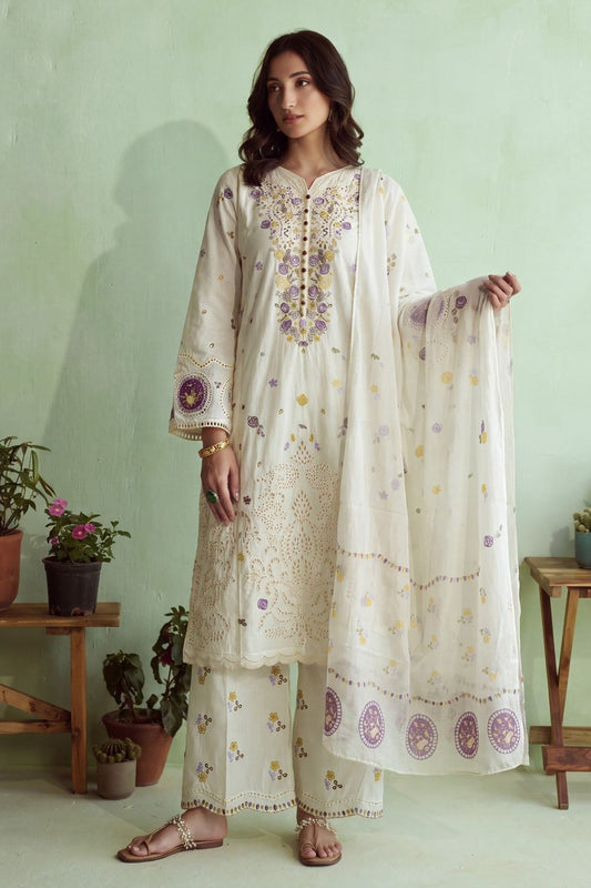Light Yellow Embroidered Lawn Salwar Kameez Online in Dubai UAE Abudhabi Ajman Sharjah