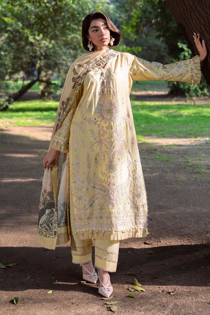 Light Yellow Lawn Festive Party Wear Suit Online in Dubai UAE Abudhabi Ajman Sharjah