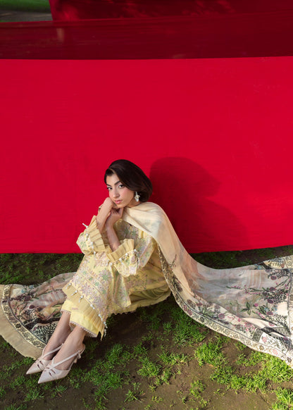 Light Yellow Lawn Summer Wear Suit Online in Sri Lanka India Australia