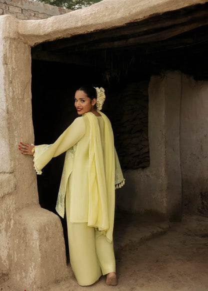 Light Yellow Straight Kurta with Plazzo Online in Dubai UAE Abudhabi Ajman Sharjah