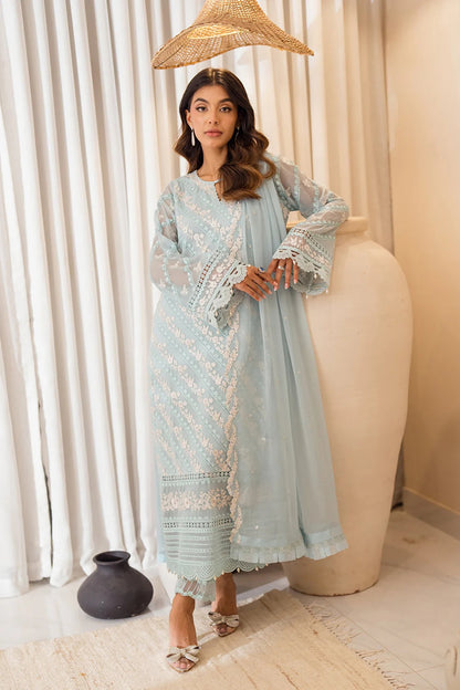 Pale Blue Chiffon Embroidered Suit