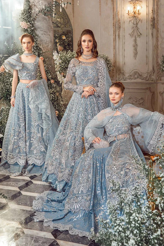 Ice Blue Handmade Lehenga / Maxi