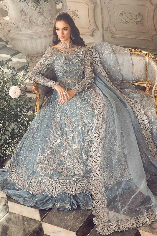 Ice Blue Handmade Lehenga / Maxi
