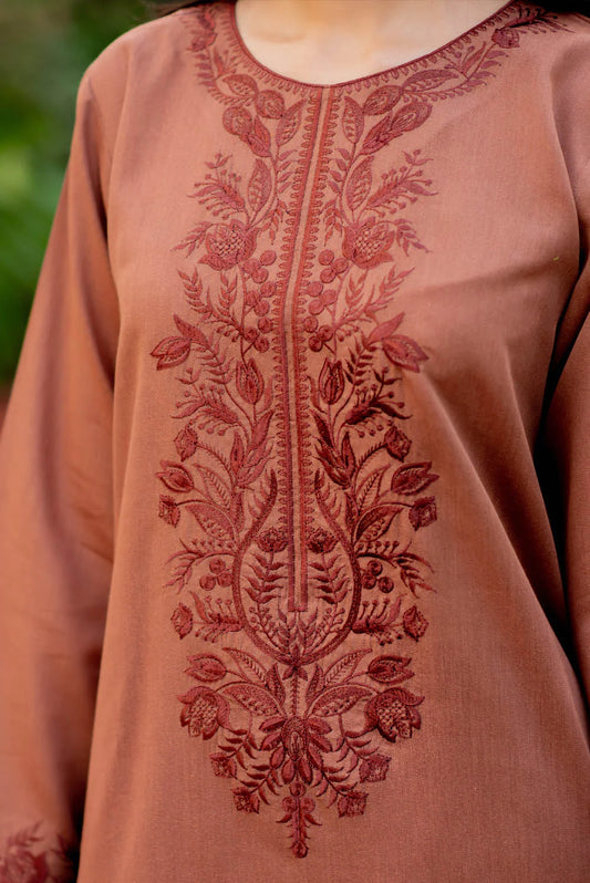 Brown Kurta with Straight Pants