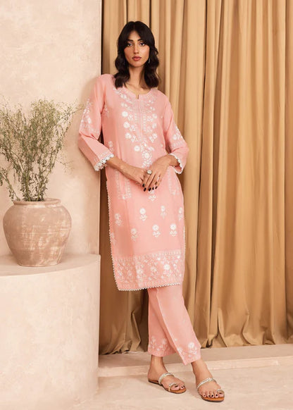 Pink Embroidered Cotton Kurta Set