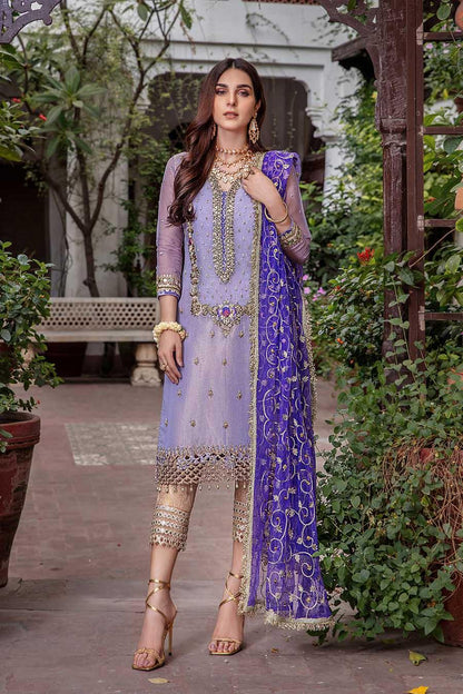 Purple Hand Embroidered Readymade Suit