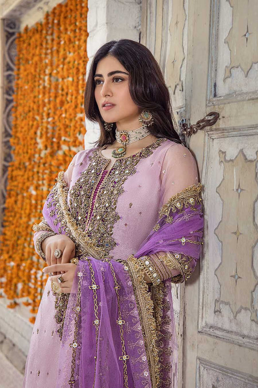 Purple Pure Resham Karandi Suit Size 44