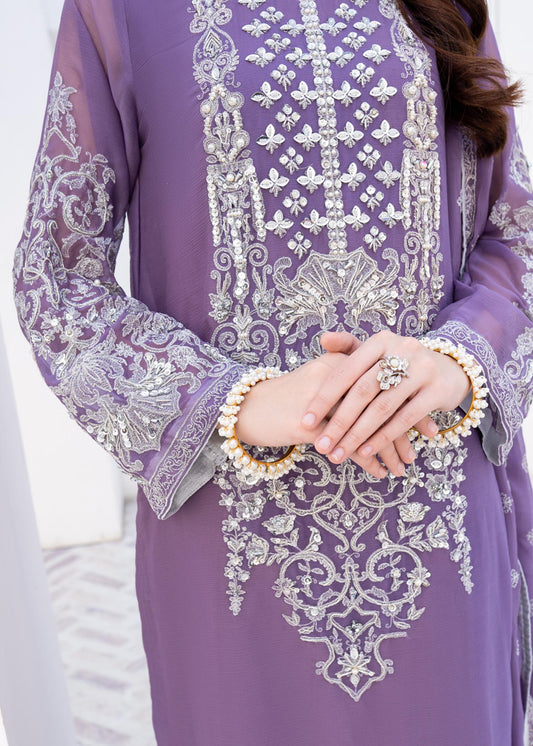 Lilac Adda Work Chiffon Raw Silk Suit Online in Sri Lanka India Australia