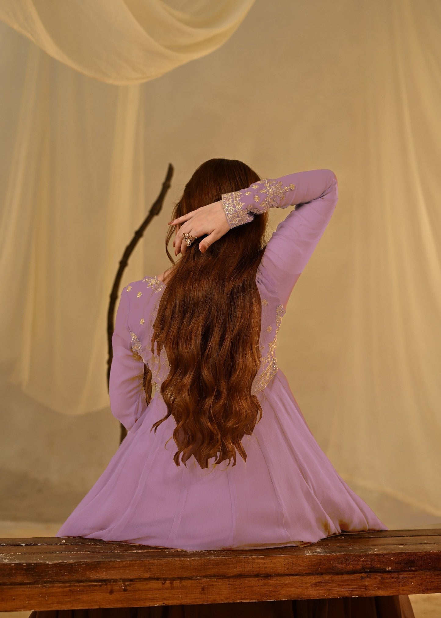 Lilac Embroidered Chiffon Festive Suit Online in UK USA Canada