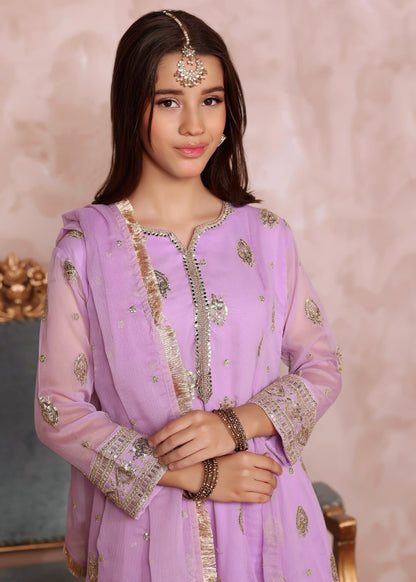 Lilac Embroidered Chiffon Pishwas Dupatta Set Online in Sri Lanka India Australia