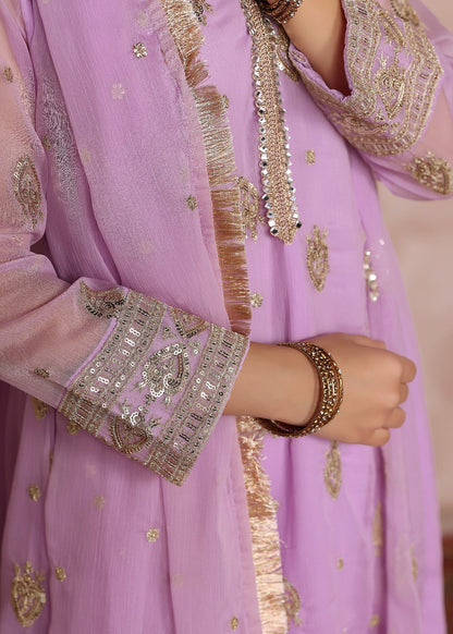 Lilac Embroidered Chiffon Top with Straight Trouser Online in KSA Riyadh Saudi Arabia Oman Bahrain Qatar