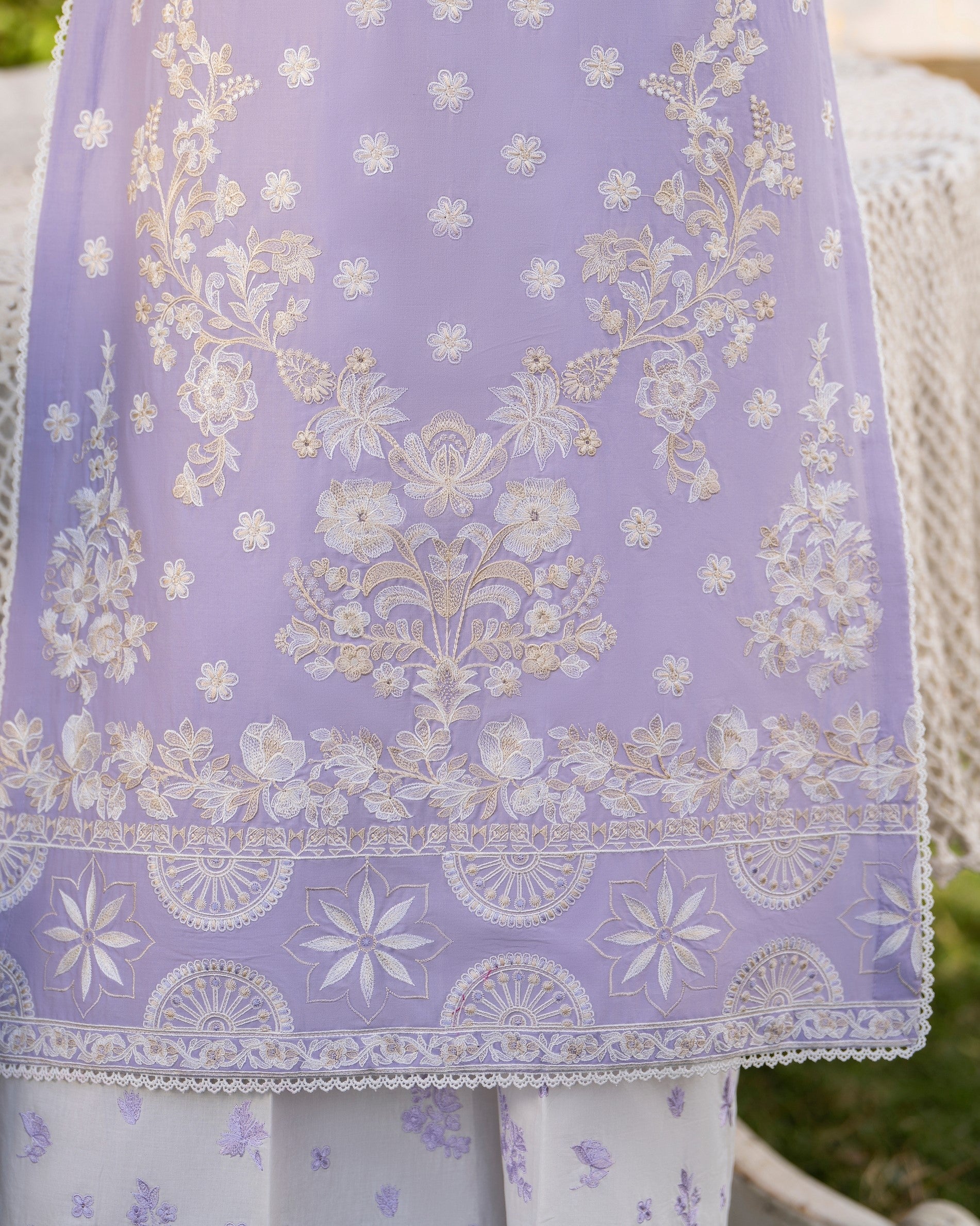 Lilac Embroidered Cotton Pakistani Suit Online in Dubai UAE Abudhabi Ajman Sharjah