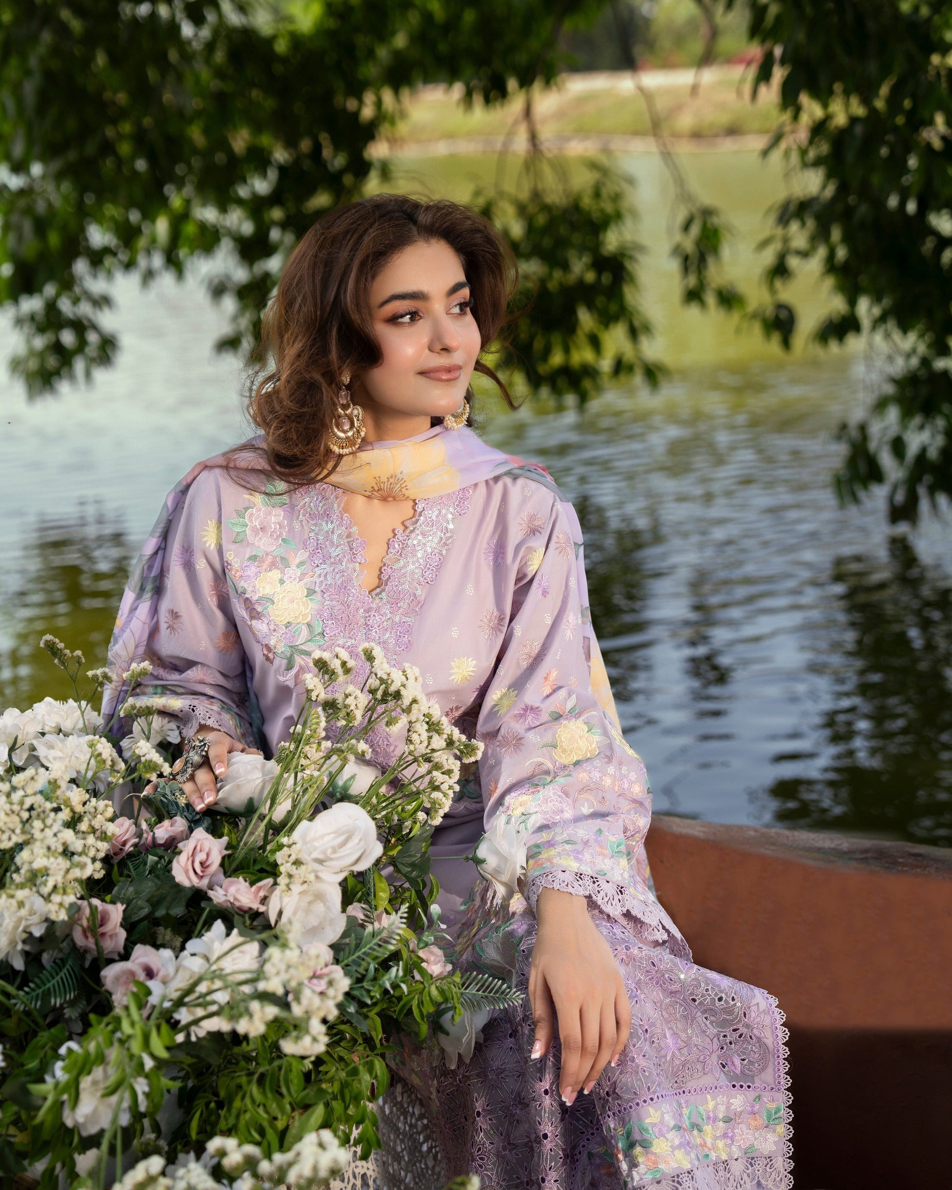 Lilac Embroidered Designer Suit Online in Sri Lanka India Australia