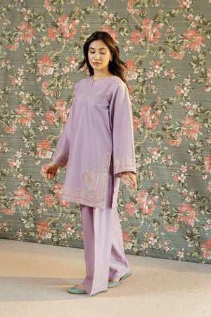 Lilac Embroidered Lawn Farshi Shalwar Kurta Set Online in Dubai UAE Abudhabi Ajman Sharjah